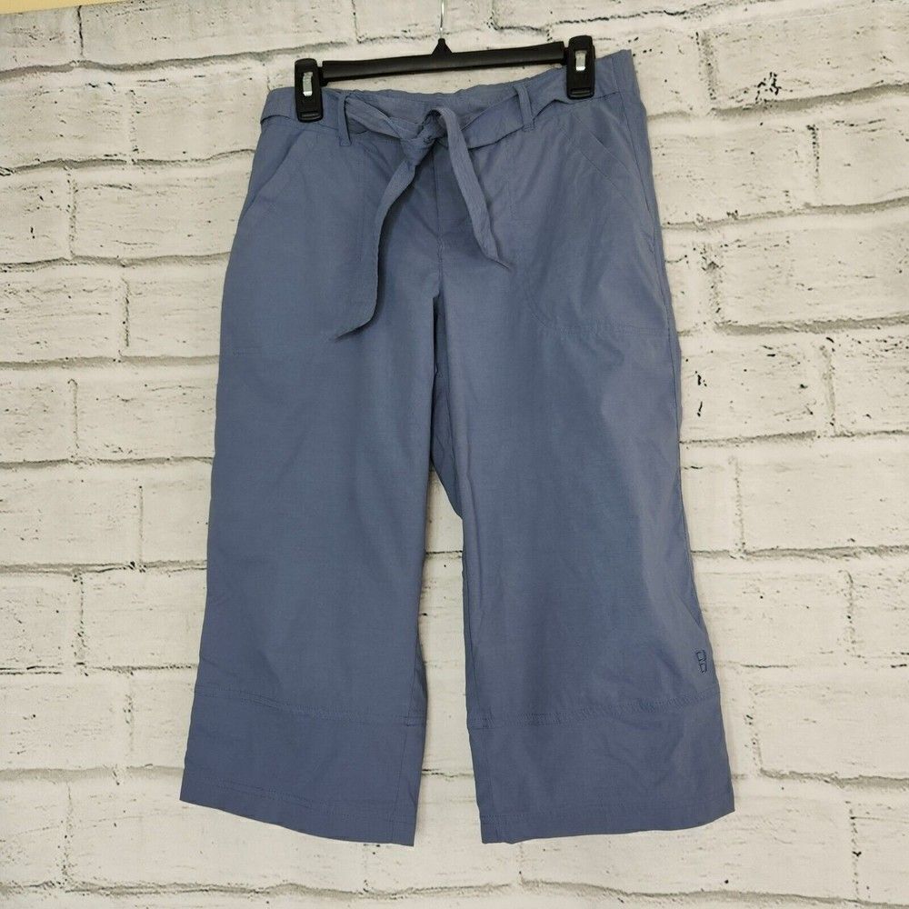 Lucy Activewear Blue Capri Pants Wide Leg Nylon Tie Waist Stretch Gray XS